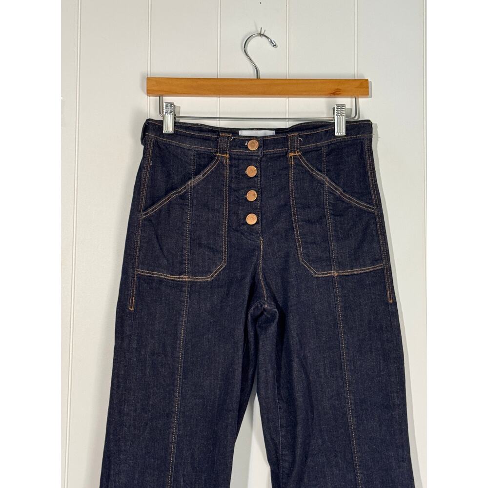 Dear John High Rise Wide Leg Cropped Jeans Dark Wash Button Fly Women's 26 - Picture 4 of 11